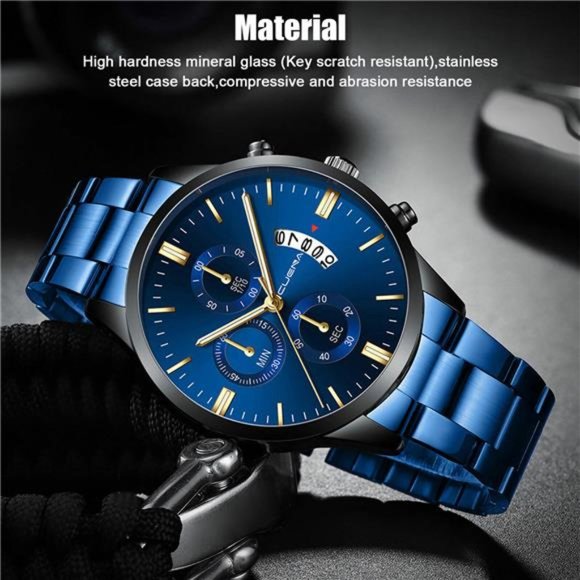 Waterproof Men Watch Relojes De Hombre Stainless Steel Quartz Classic Wristwatch - Picture 3 of 10